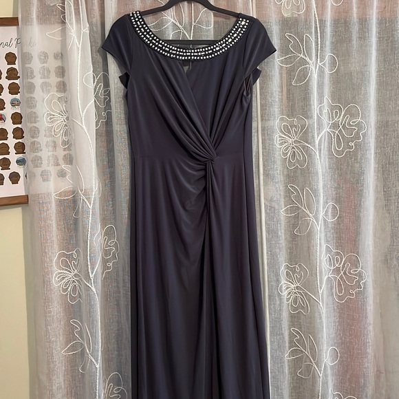 Alex Evenings size 10 like new gown- worn once- slate gray - Picture 1 of 5